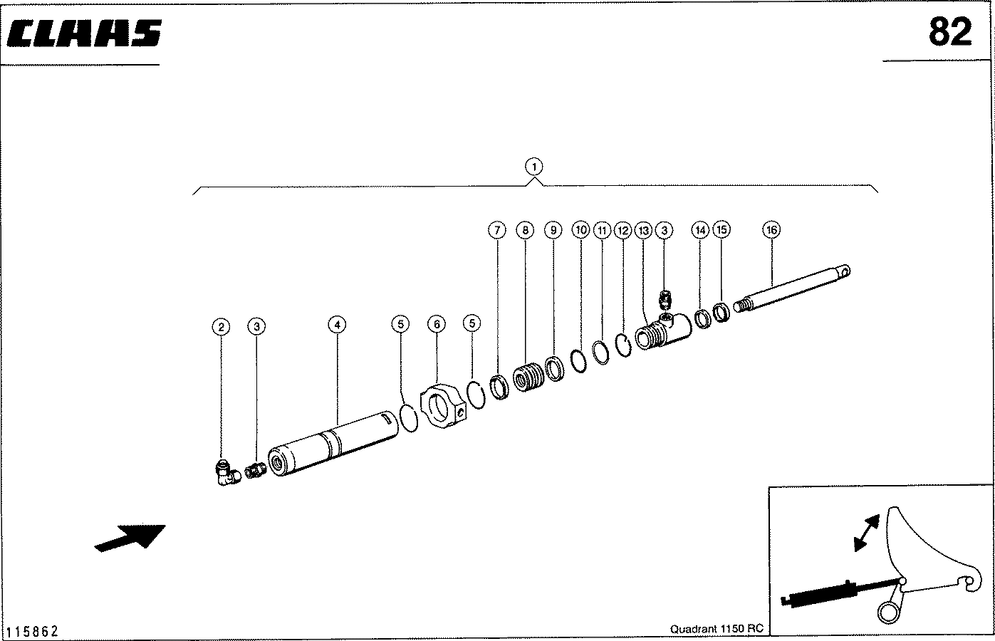 QUADRANT - HYDRAULIKZYLINDER, MESSER EIN - AUS