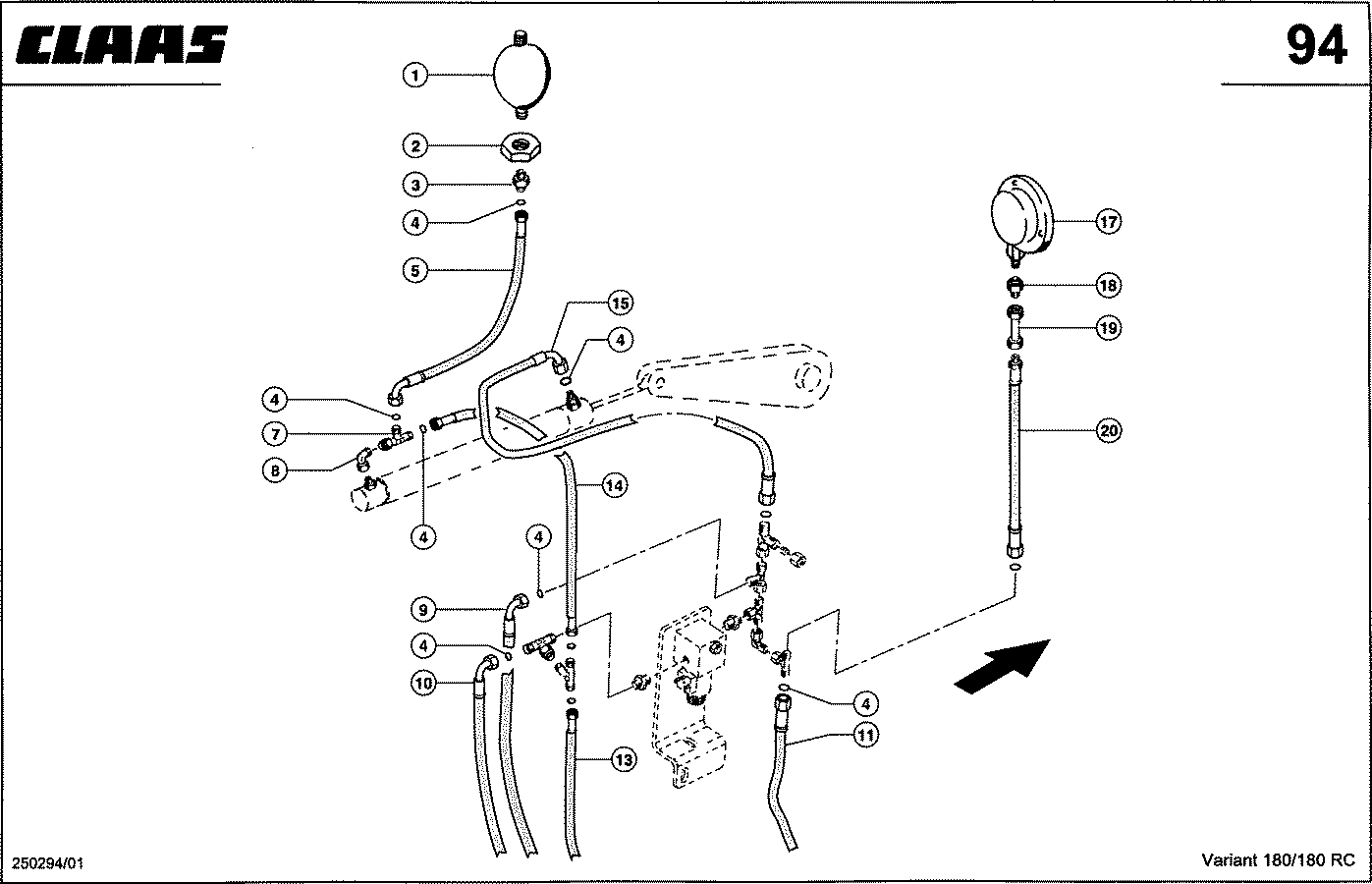 VARIANT - HYDRAULIKLEITUNGEN RECHTS, (BALLENDRUCK