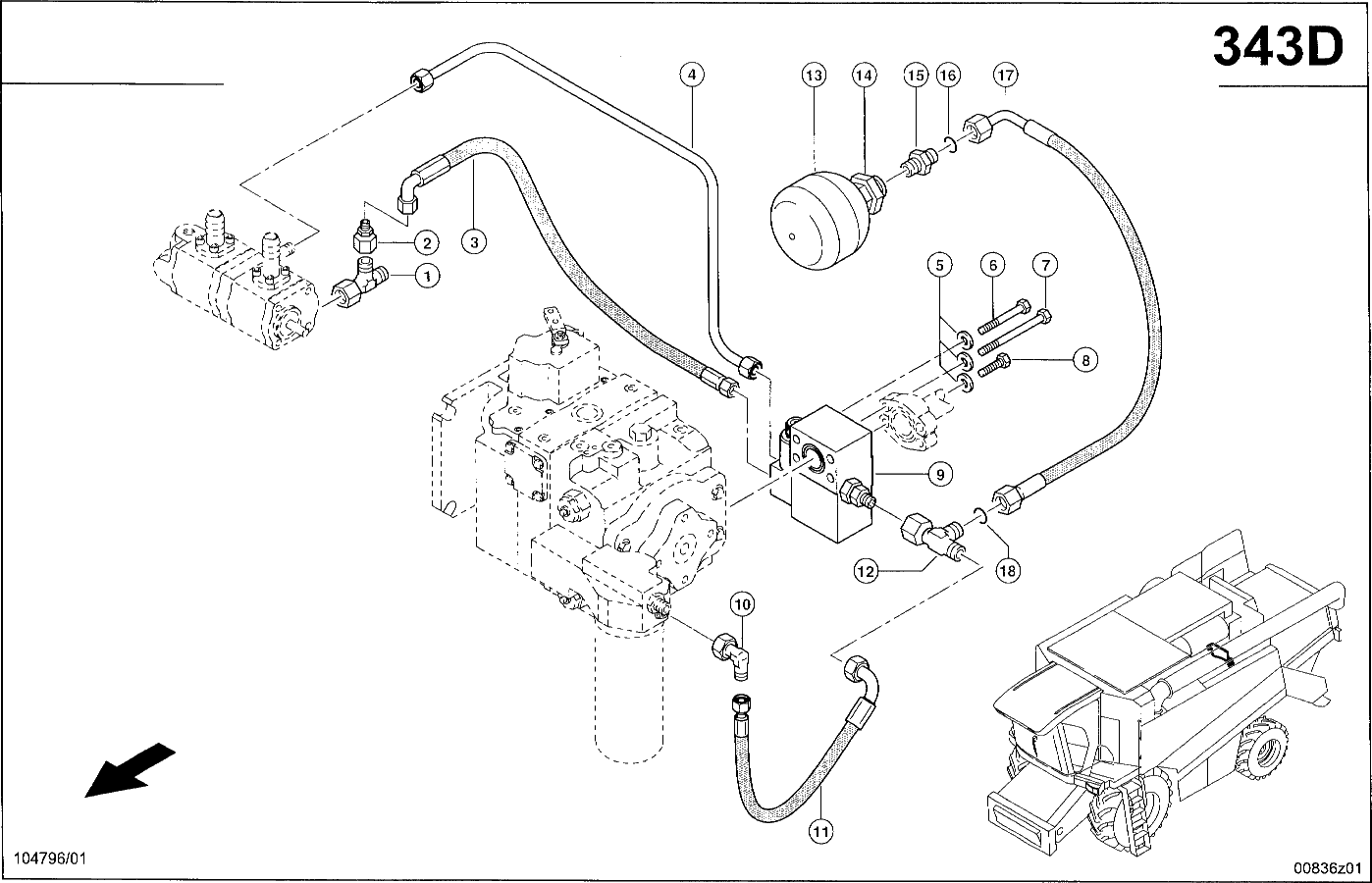 LEXION - HYDRAULIKLEITUNGEN; BREMSDROSSELVENTIL