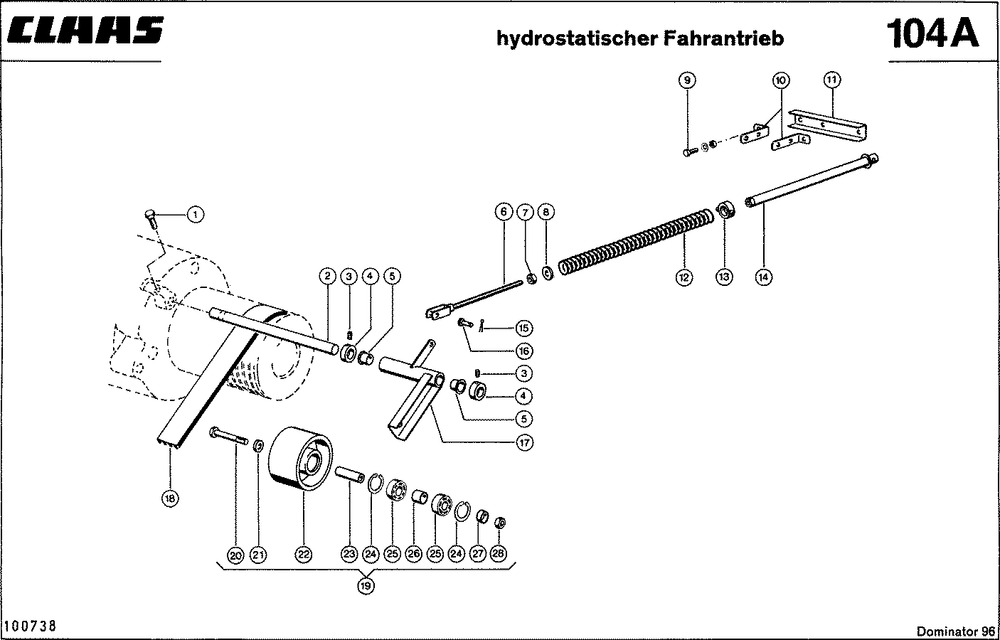 DOMINATOR - SPANNUNG DES HYDROSTAT. FAHRANTRIEBES, 4 RILLEN