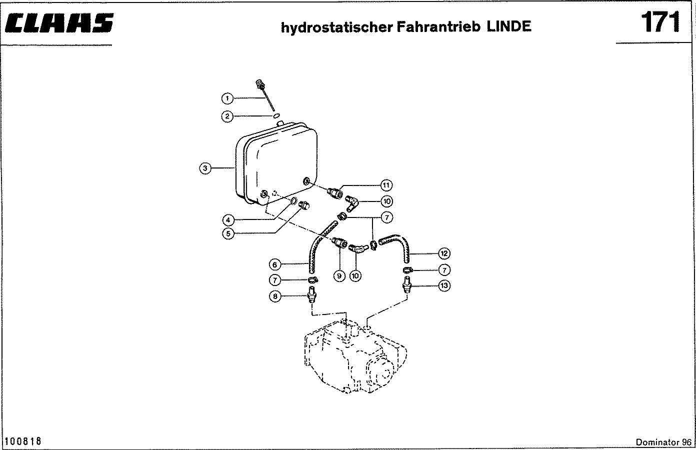 DOMINATOR - HYDRAULIKLEITUNGEN, HYDROST. FAHRANTRIEB -LINDE-