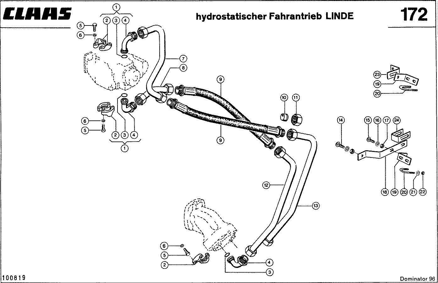DOMINATOR - HYDRAULIKLEITUNGEN, HYDROST. FAHRANTRIEB -LINDE-