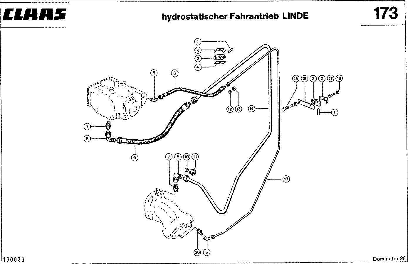 DOMINATOR - HYDRAULIKLEITUNGEN, HYDROST. FAHRANTRIEB -LINDE-