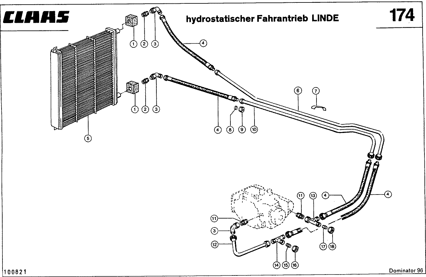DOMINATOR - HYDRAULIKLEITUNGEN, HYDROST. FAHRANTRIEB -LINDE-