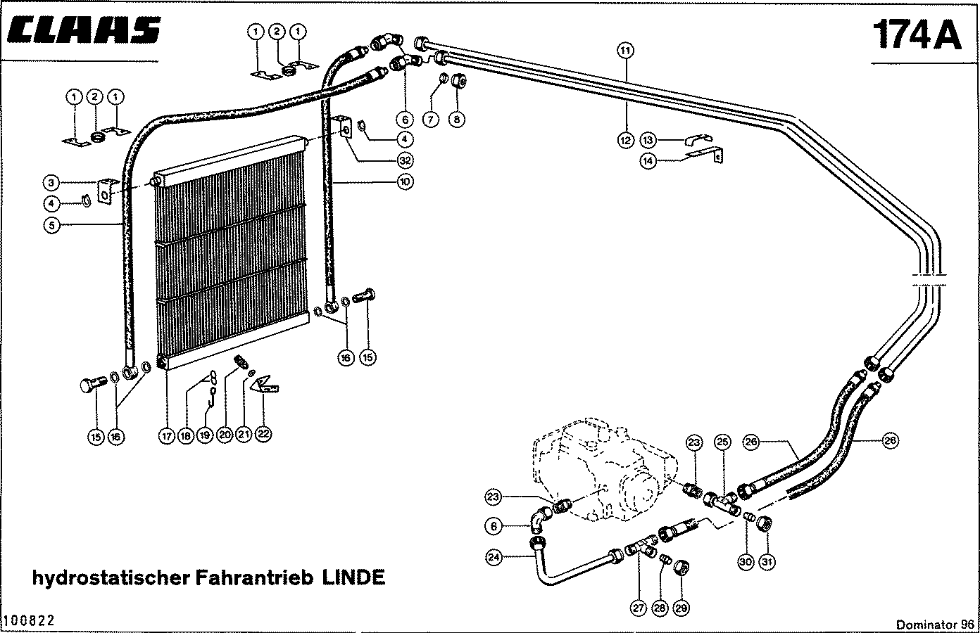 DOMINATOR - HYDRAULIKLEITUNGEN, HYDROST. FAHRANTRIEB -LINDE-