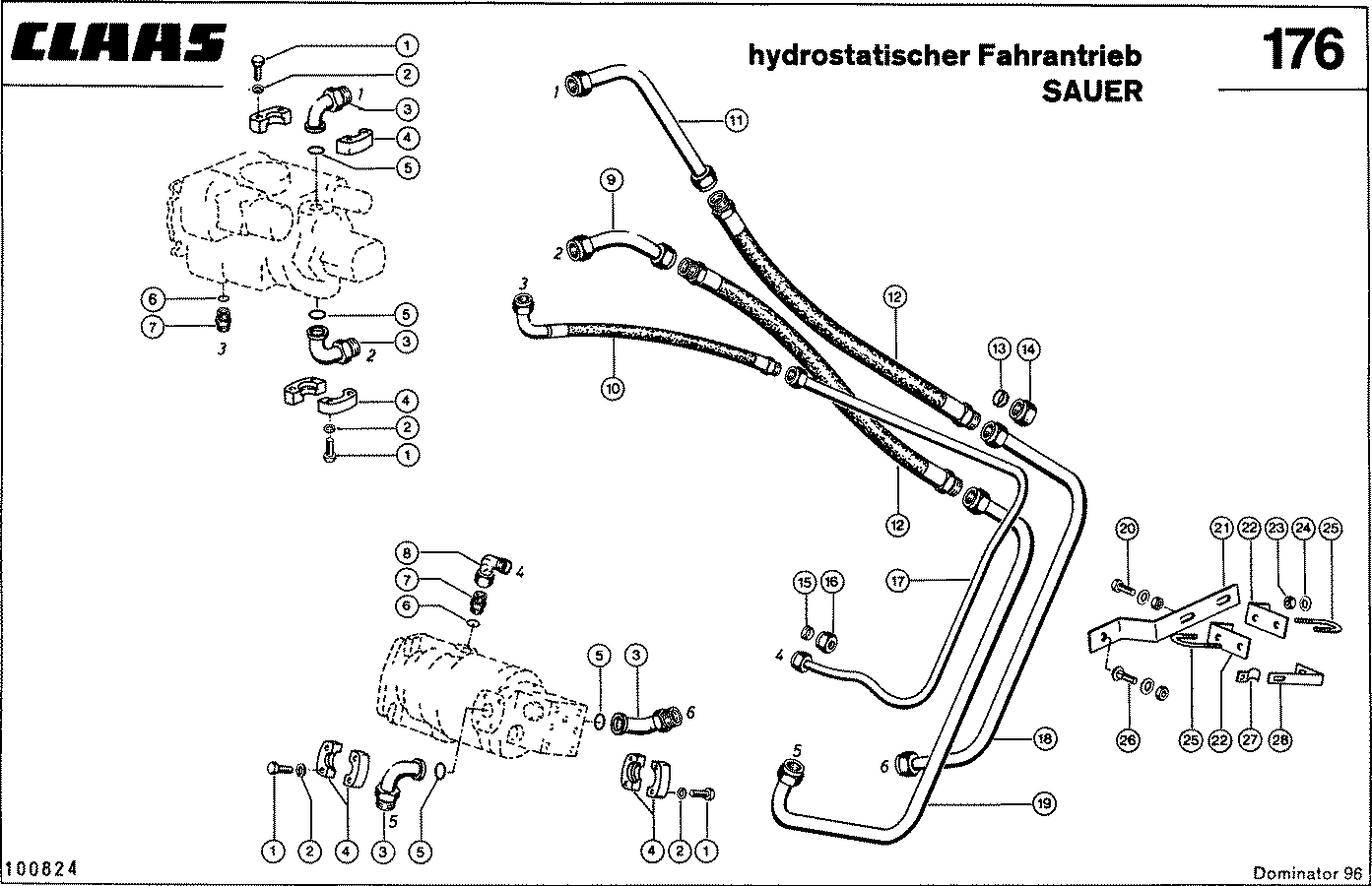 DOMINATOR - HYDRAULIKLEITUNGEN, HYDROST. FAHRANTRIEB -SAUER-