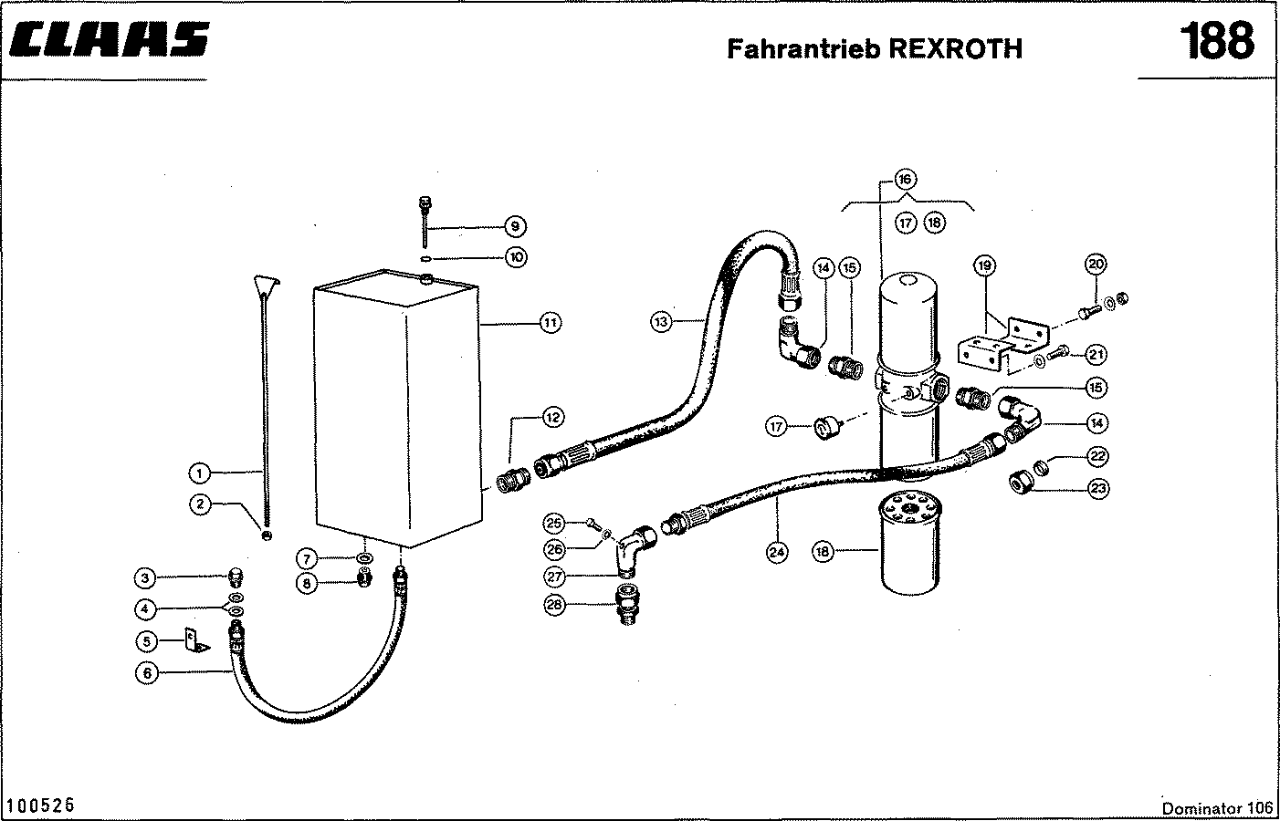 DOMINATOR - HYDRAULIKLEITUNGEN, FAHRANTRIEB -REXROTH-