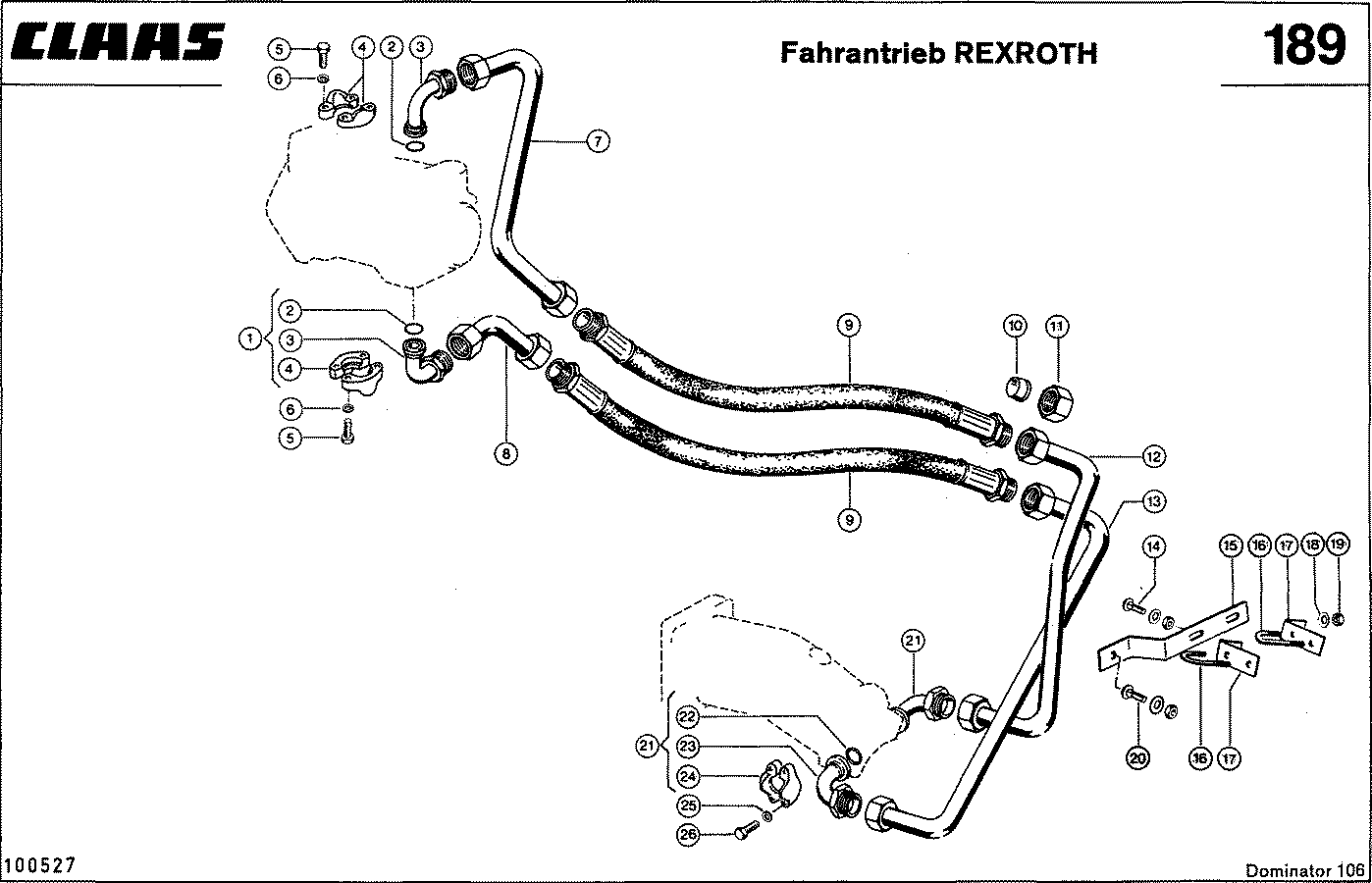 DOMINATOR - HYDRAULIKLEITUNGEN, FAHRANTRIEB -REXROTH-