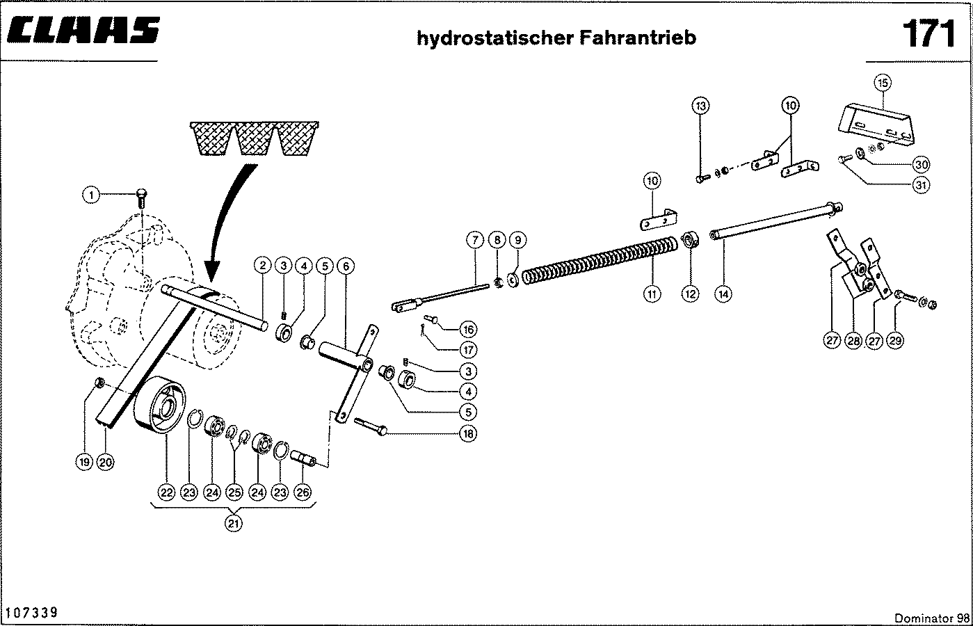 DOMINATOR - SPANNUNG FUER 3-RILLIGEN HYDROSTAT. FAHR