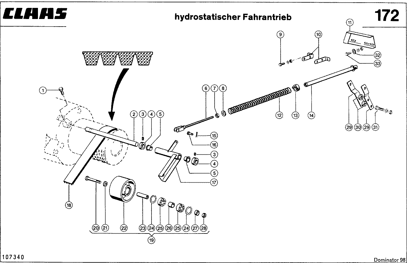 DOMINATOR - SPANNUNG FUER 4-RILLIGEN HYDROSTAT. FAHR