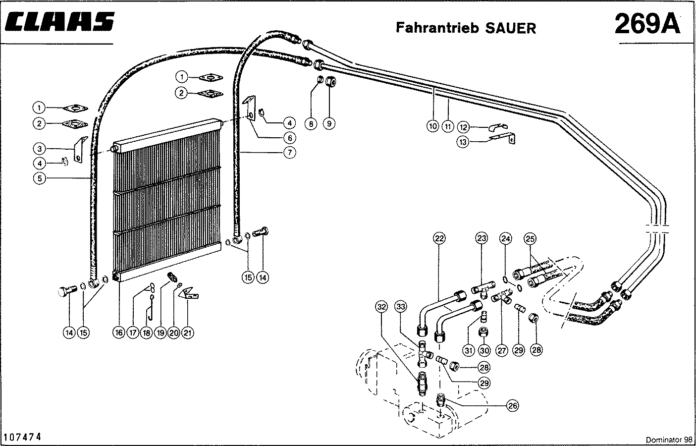 DOMINATOR - HYDRAULIKLEITUNGEN, FAHRANTRIEB -SAUER