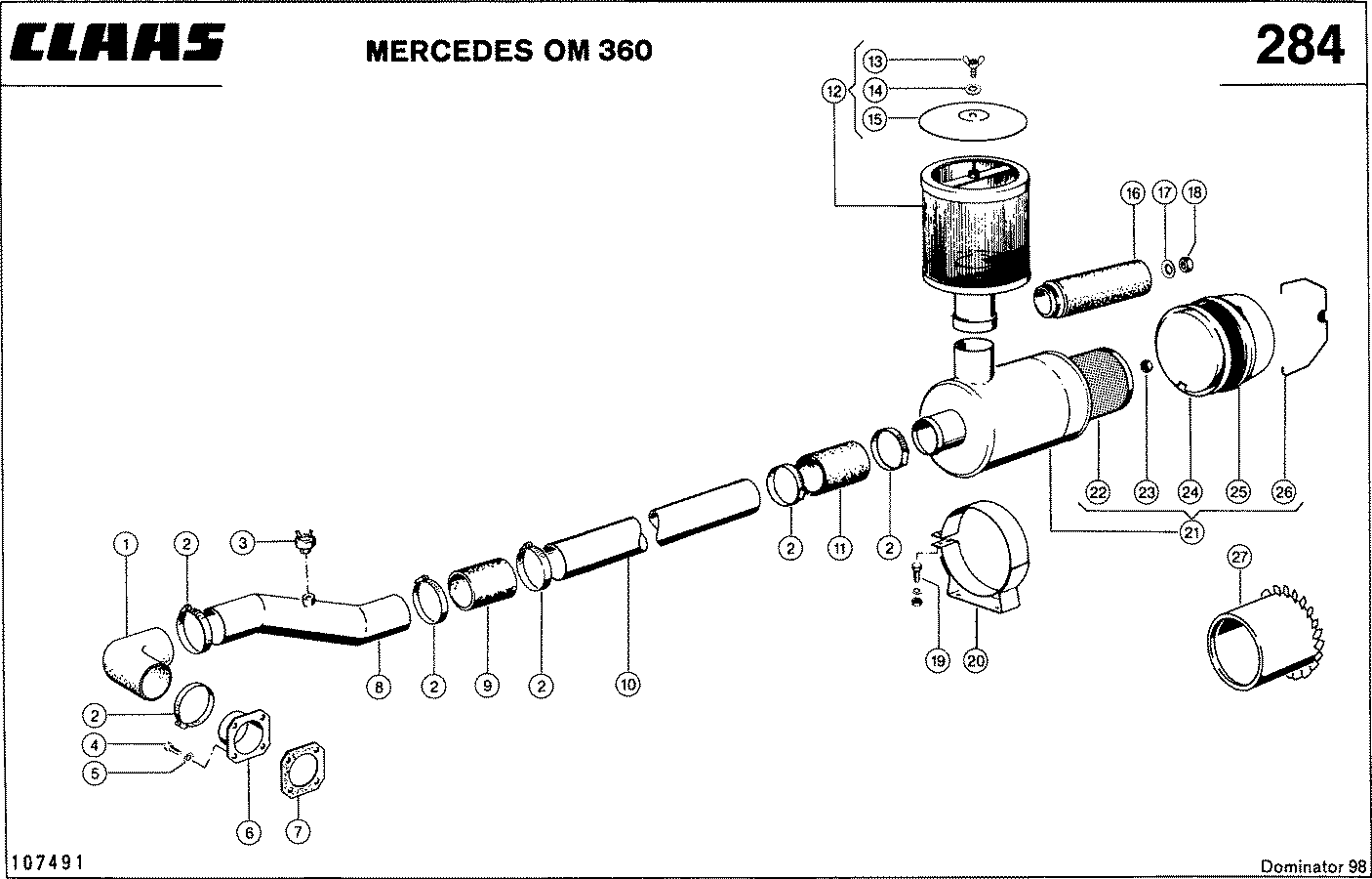 DOMINATOR - MERCEDES OM 360; СИСТЕМА ФИЛЬТРАЦИИ ВОЗДУХА