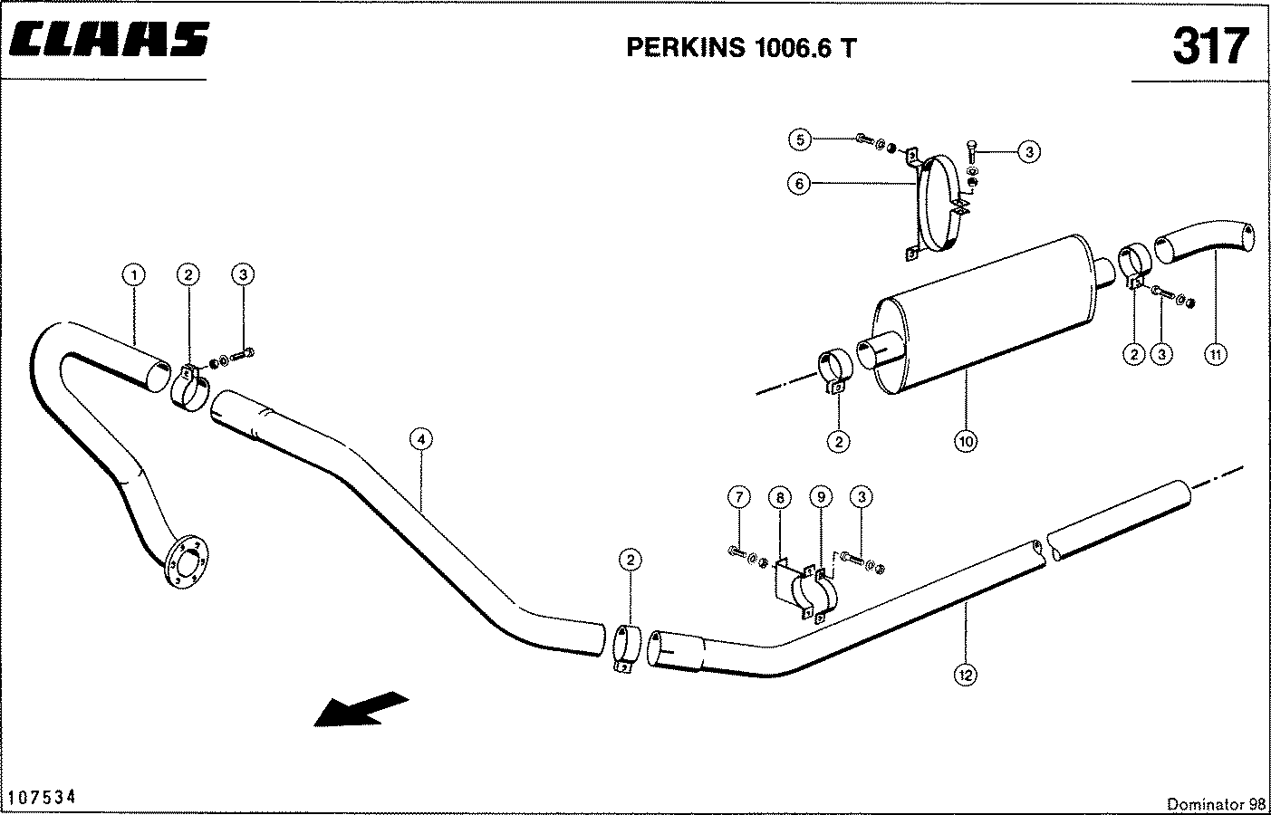 DOMINATOR - PERKINS 1006.6 T; СИСТЕМА ВЫПУСКА