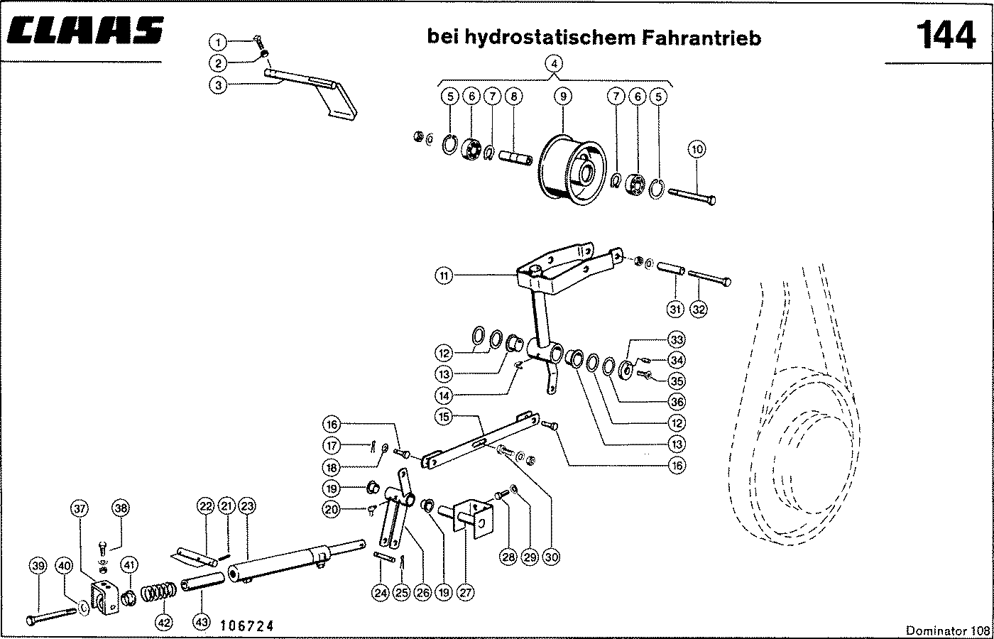 DOMINATOR - SPANNUNG FUER DRESCHWERKANTRIEB, 4- U. 5