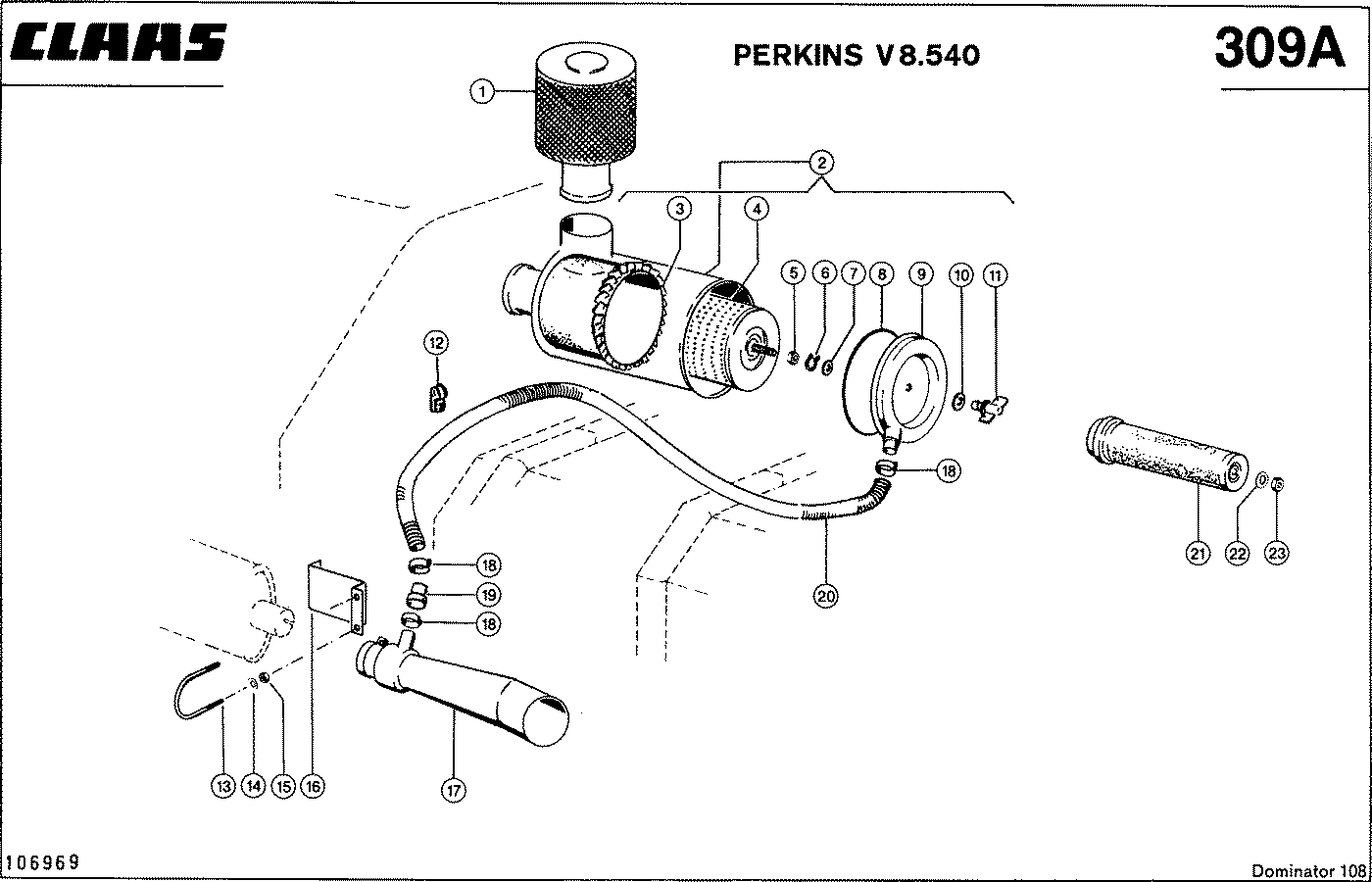 DOMINATOR - PERKINS V8.540; СИСТЕМА ФИЛЬТРАЦИИ ВОЗДУХА