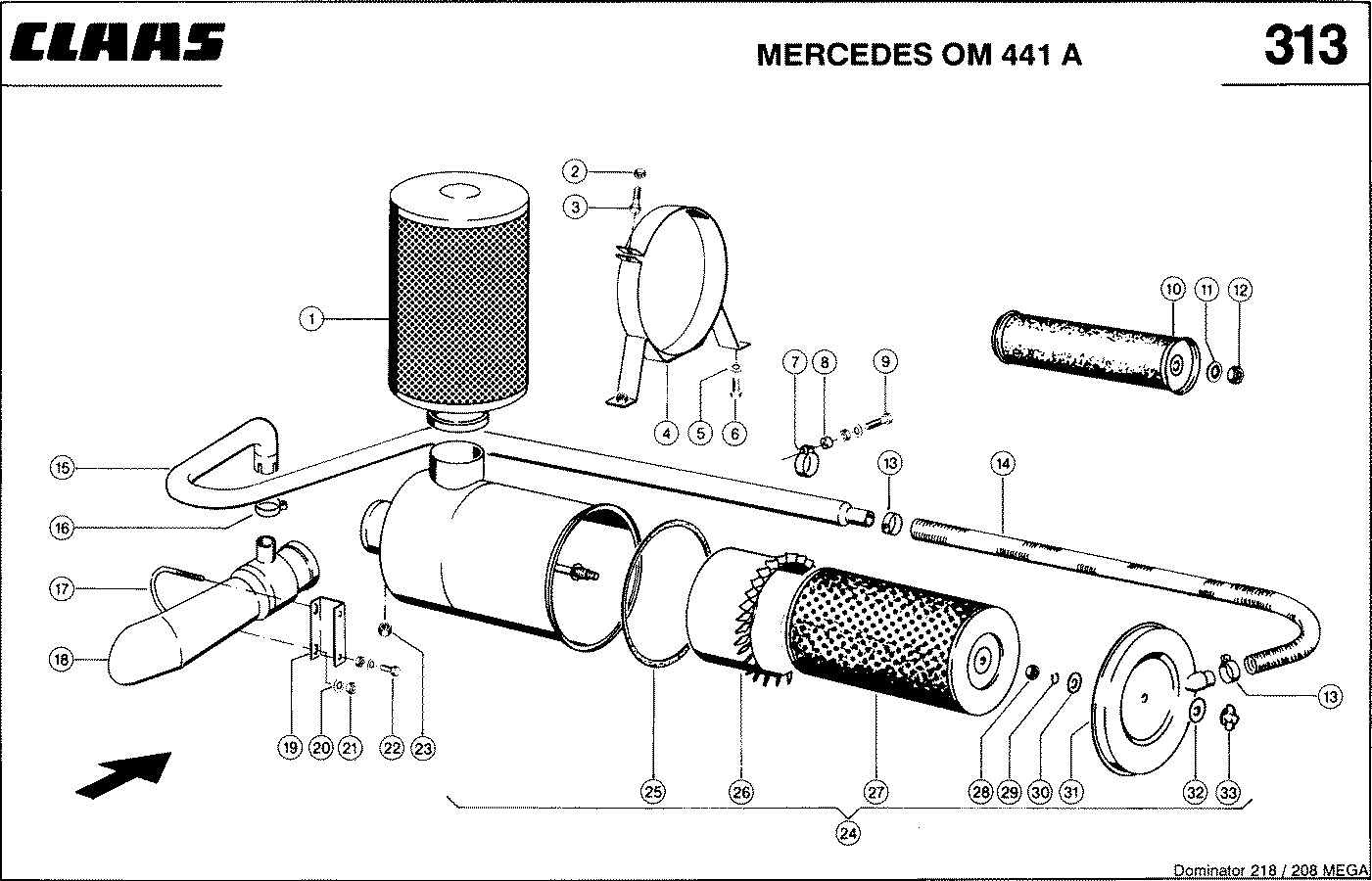 MEGA - MERCEDES OM 441 A; СИСТЕМА ФИЛЬТРАЦИИ ВОЗДУХА