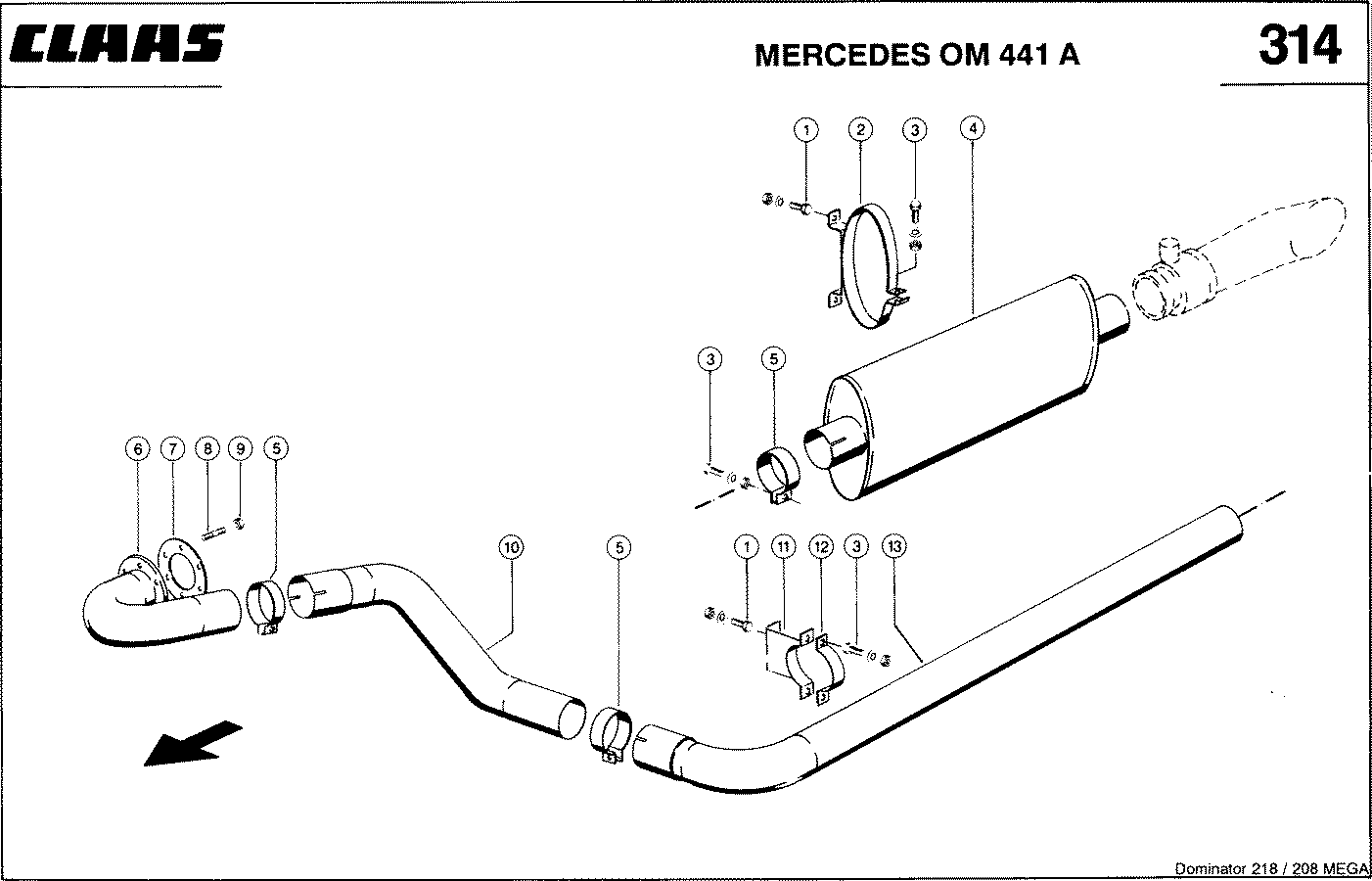 MEGA - MERCEDES OM 441 A; СИСТЕМА ВЫПУСКА