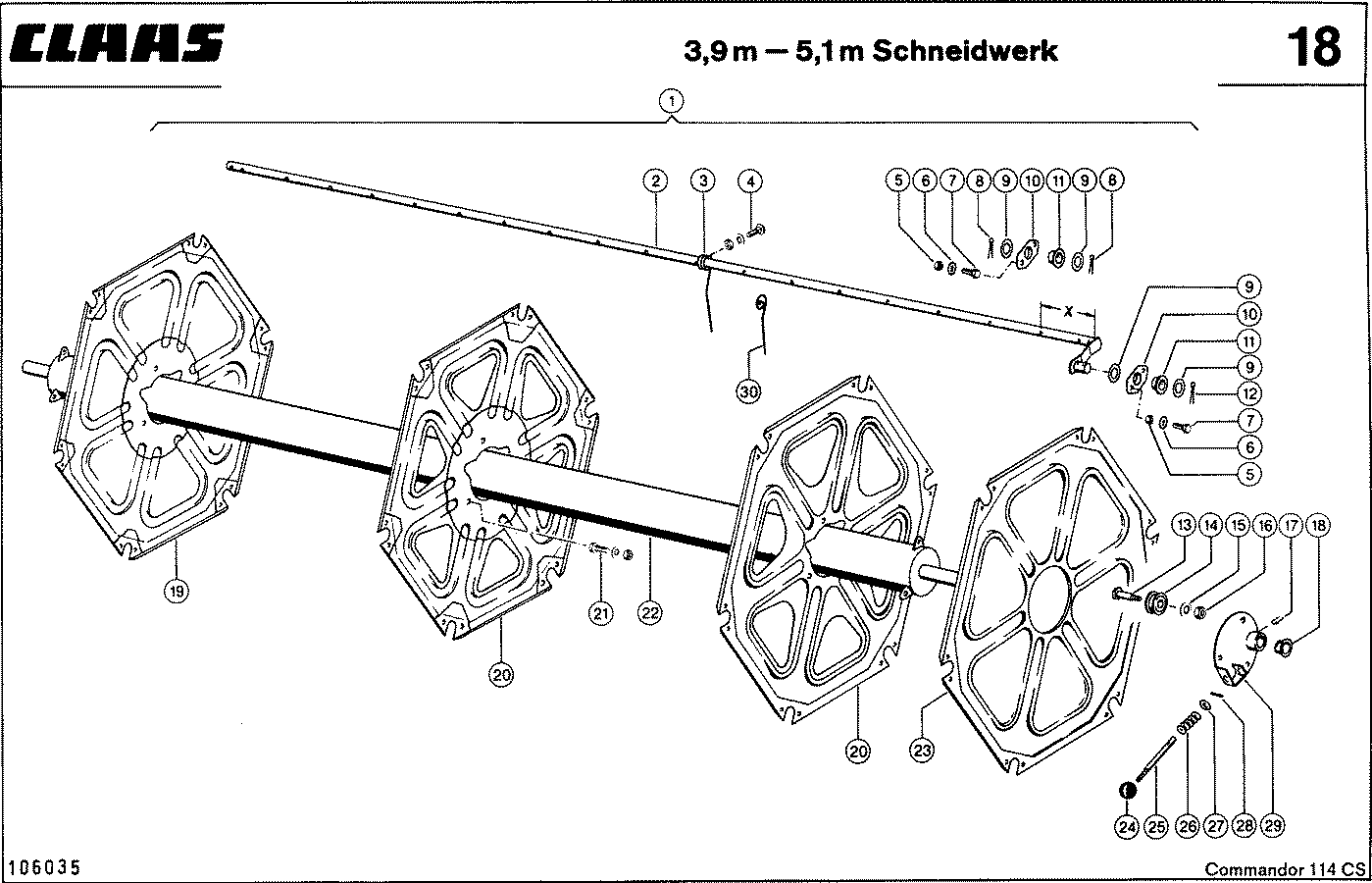 COMMANDOR - ГРАБЛИННОЕ МОТОВИЛО, 3,9 M - 5,1 M ЖАТКА