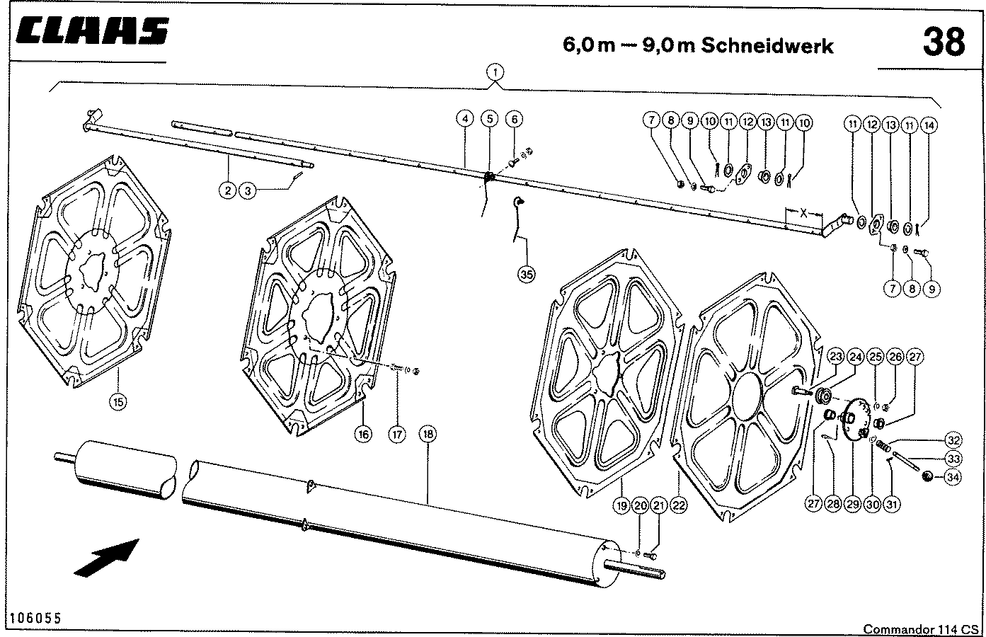 COMMANDOR - ГРАБЛИННОЕ МОТОВИЛО, 6,0 M - 9,0 M ЖАТКА