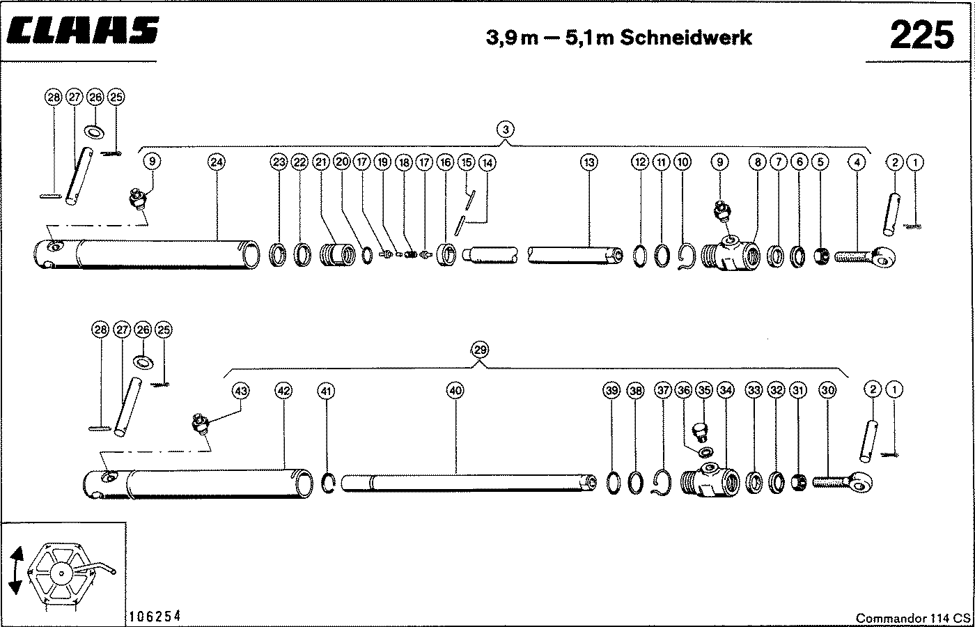 COMMANDOR - ЦИЛИНДР МОТОВИЛА, 3,9 M - 5,1 M ЖАТКА