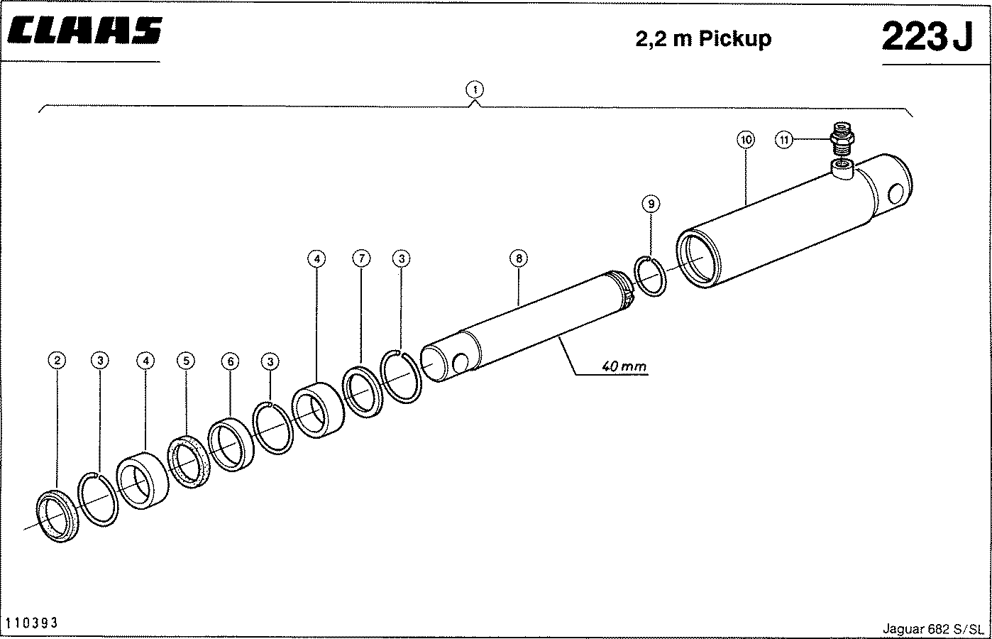 JAGUAR - HYDRAULIKZYLINDER, (40 MM KOLBENSTANGE), VAR.7894