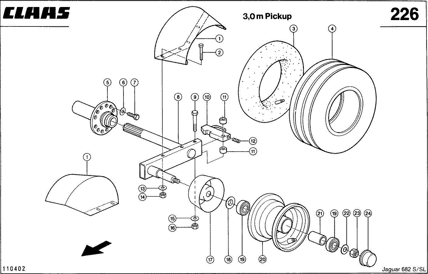 JAGUAR - 3,0 М ПОДБОРЩИК, ОПОРНЫЕ КОЛЕСА