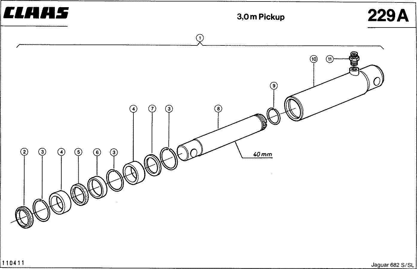 JAGUAR - ГИДРОЦИЛИНДР, (40 MM ШТОК ПОРШНЯ), ВАР. 7853