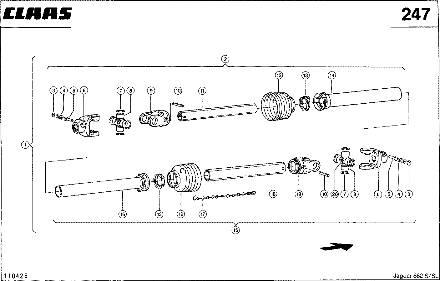 JAGUAR - 3,3 M MAEHVORSATZ, GELENKWELLE, VAR.4167