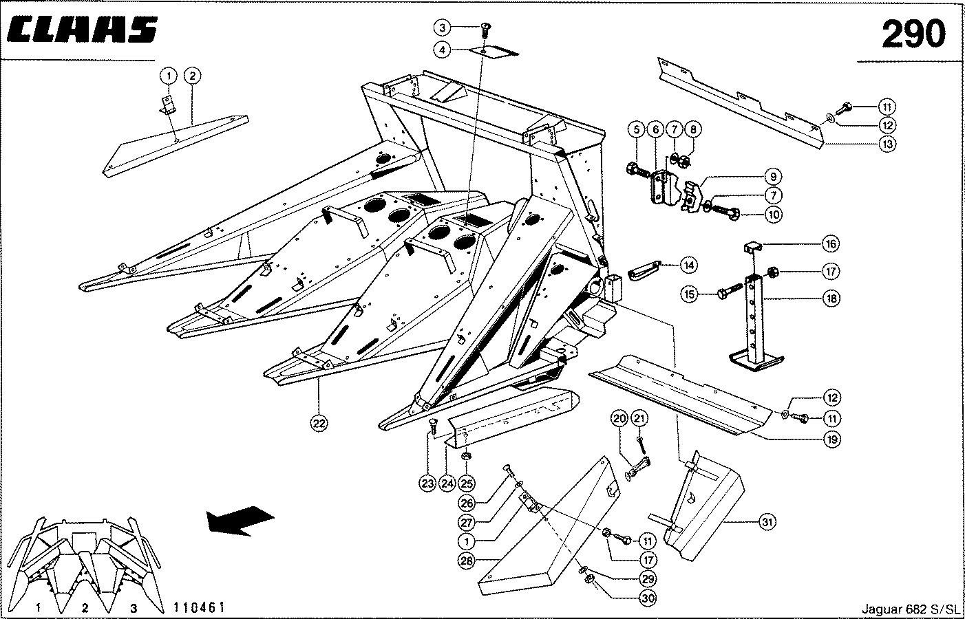 JAGUAR - 3-REIHIGES MAISGEBISS, GESTELL, VAR. 3964