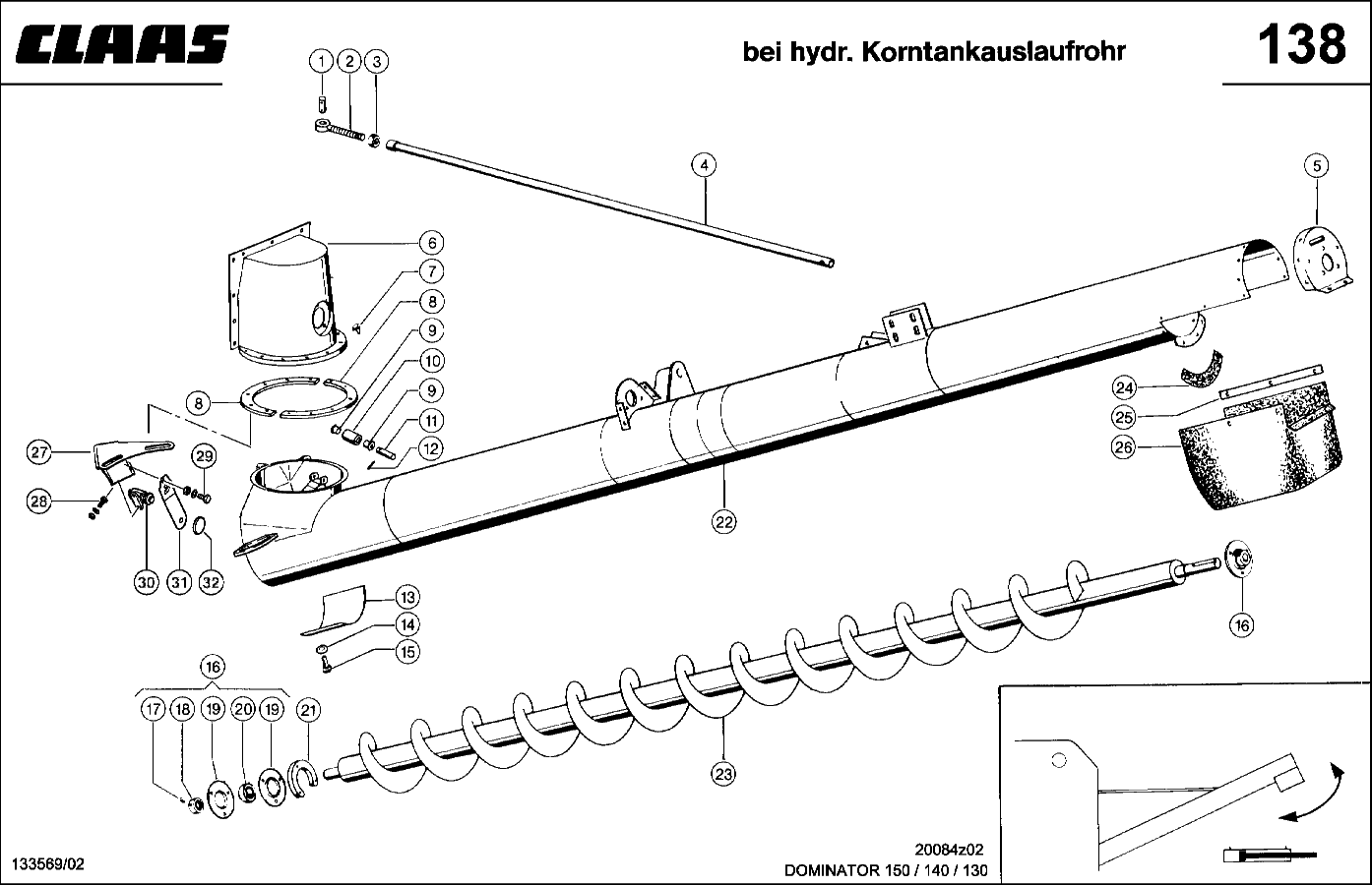 DOMINATOR - KORNTANKENTLEERUNG, AUSLAUFROHR