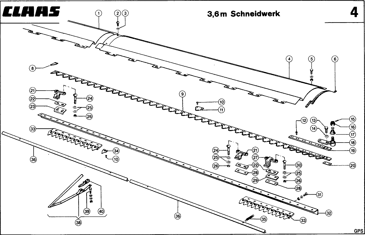 АДАПТЕР GPS - MAEHBALKEN MIT DOPPELMESSER, 3,60 M.