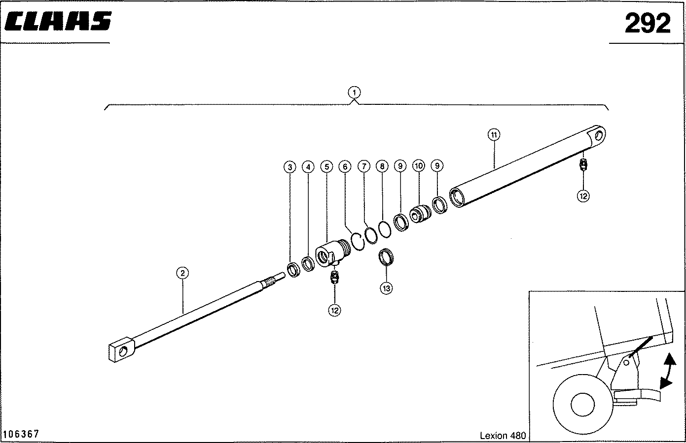 LEXION - HYDRAULIKZYLINDER; VERTEILGEBLAESE HOCH