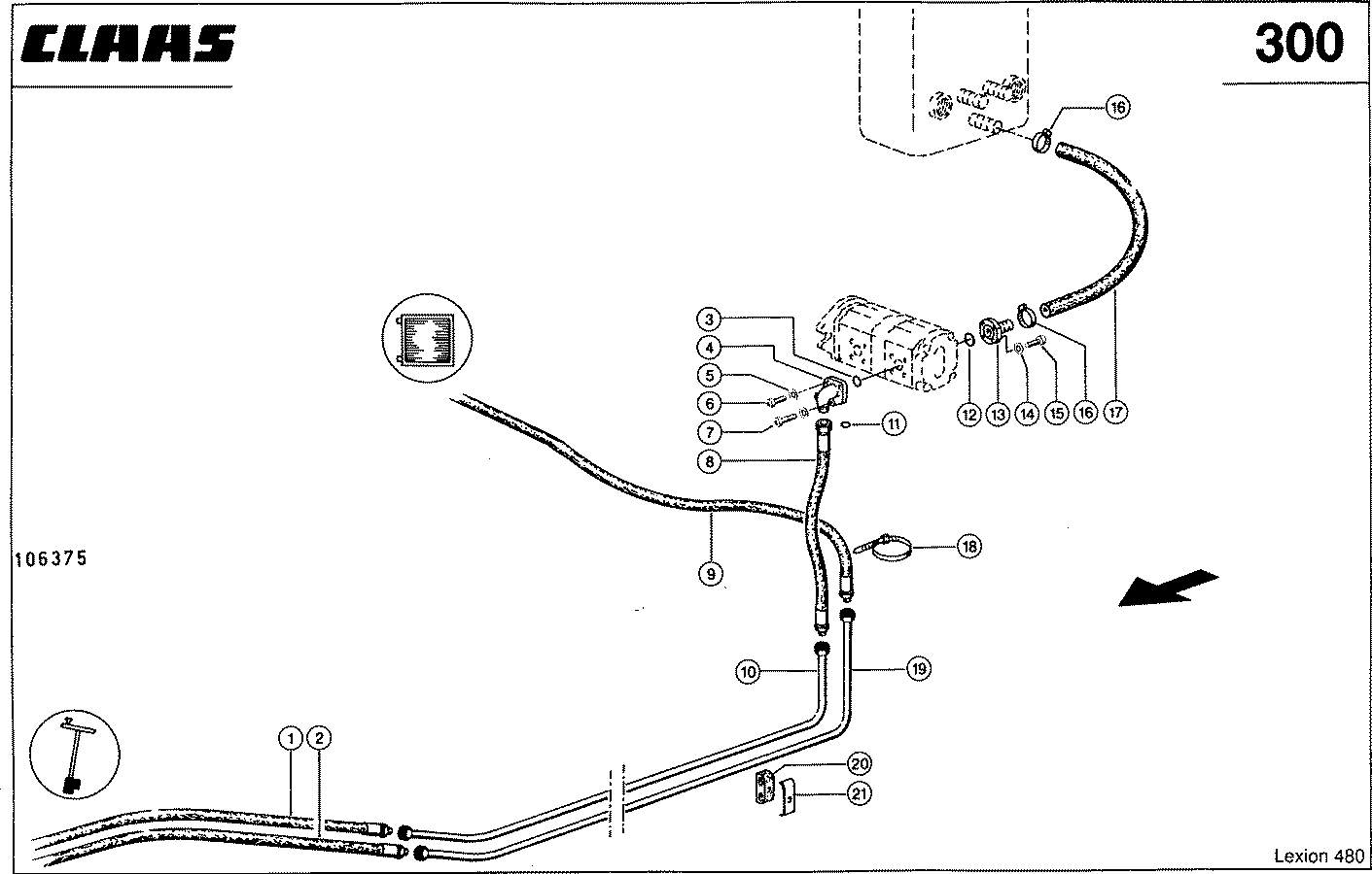 LEXION - HYDRAULIKLEITUNGEN; TANK - PUMPE - LENK