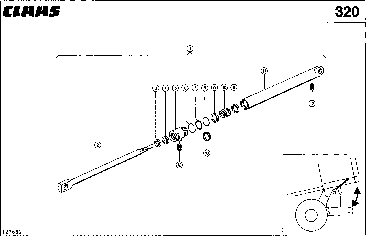 LEXION - HYDRAULIKZYLINDER; VERTEILGEBLAESE HOCH