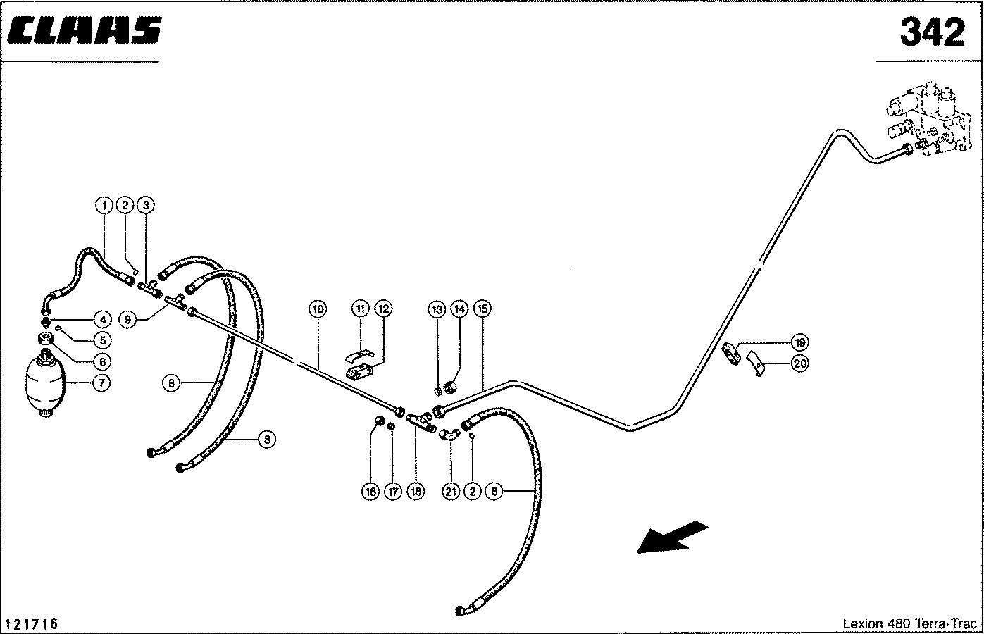 LEXION - HYDRAULIKLEITUNGEN; SCHNEIDWERK HEBEN /