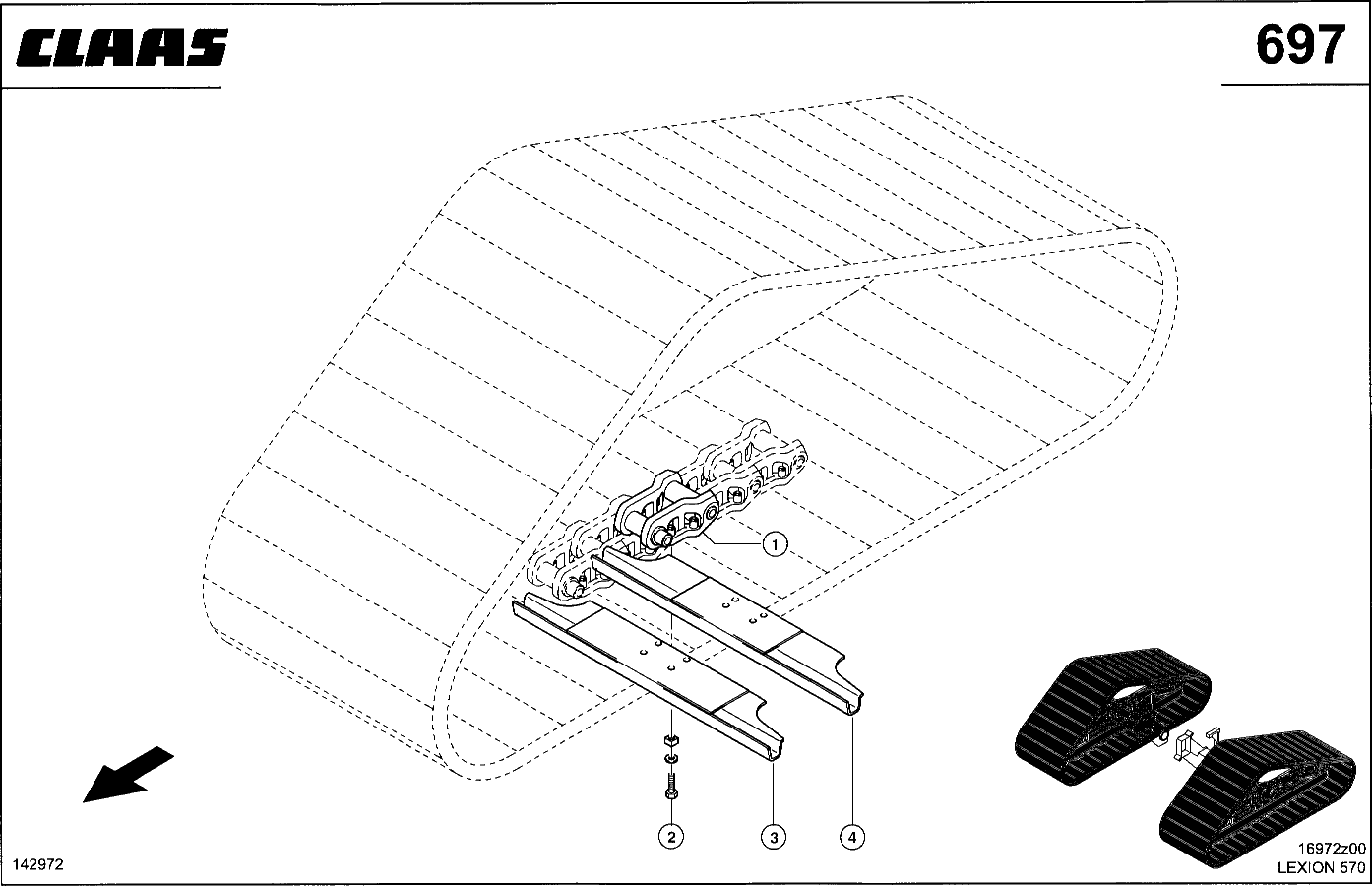 LEXION - STAHLHALBRAUPE; RAUPENKETTE 900 MM