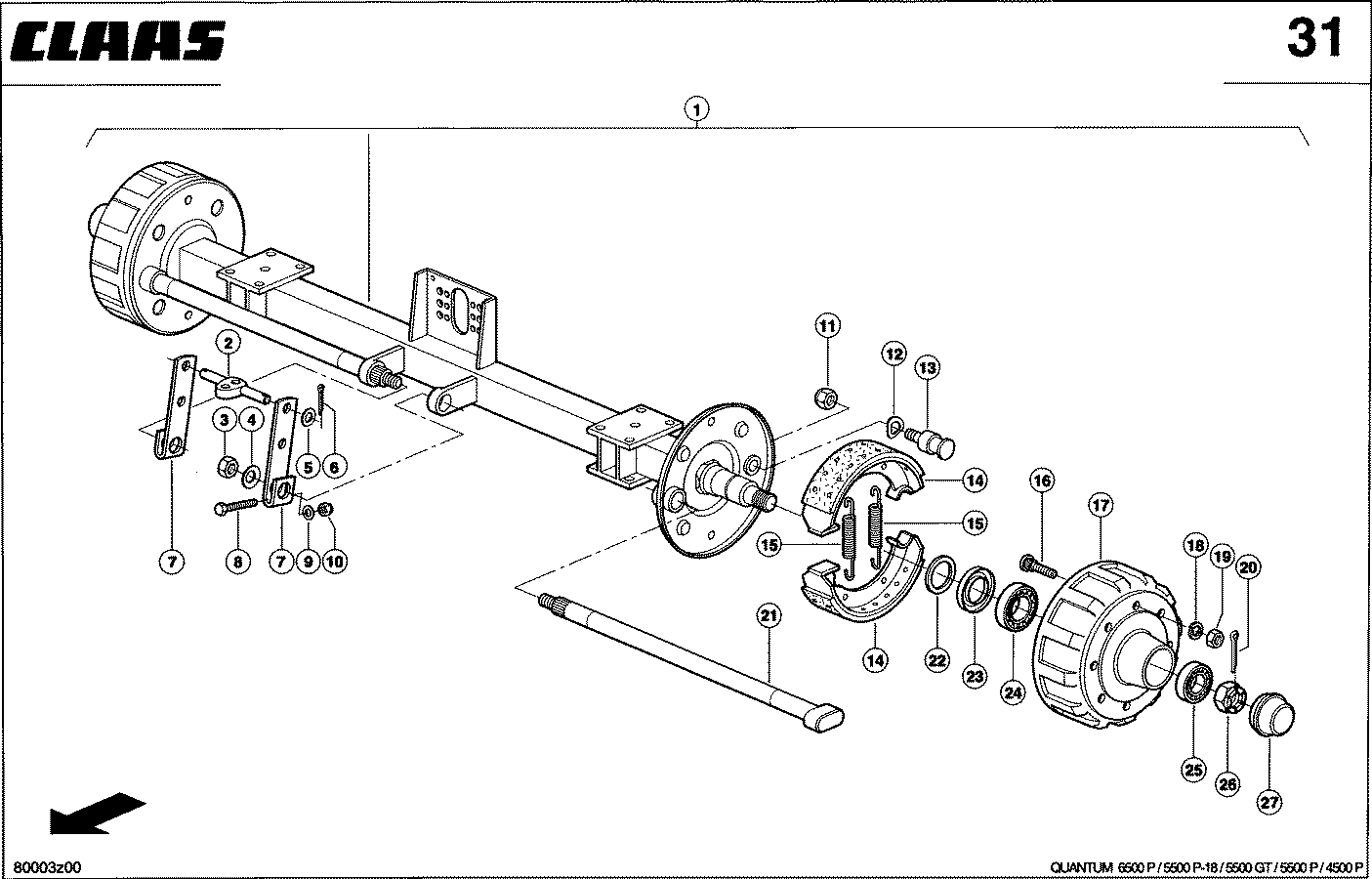 QUANTUM - BREMSACHSE - HYDR.GEBREMST 13T/11T