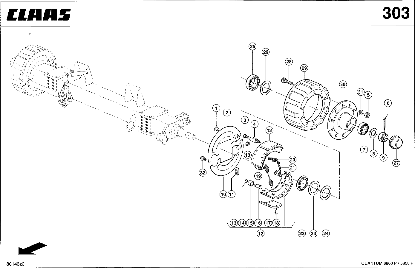 QUANTUM - BREMSACHSE - DRUCKLUFT 20T
