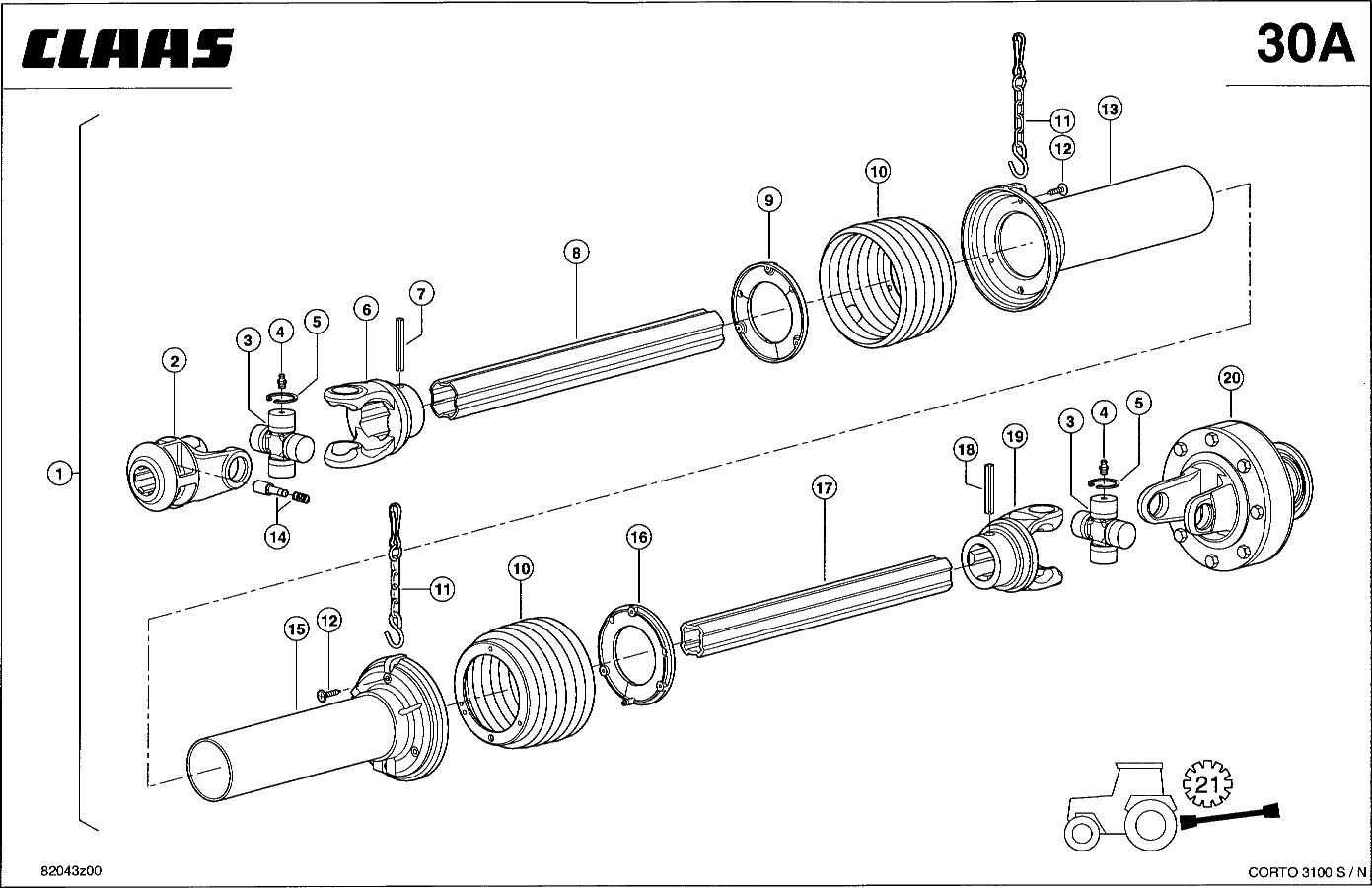 CORTO - GELENKWELLE 1 3/8" (21)