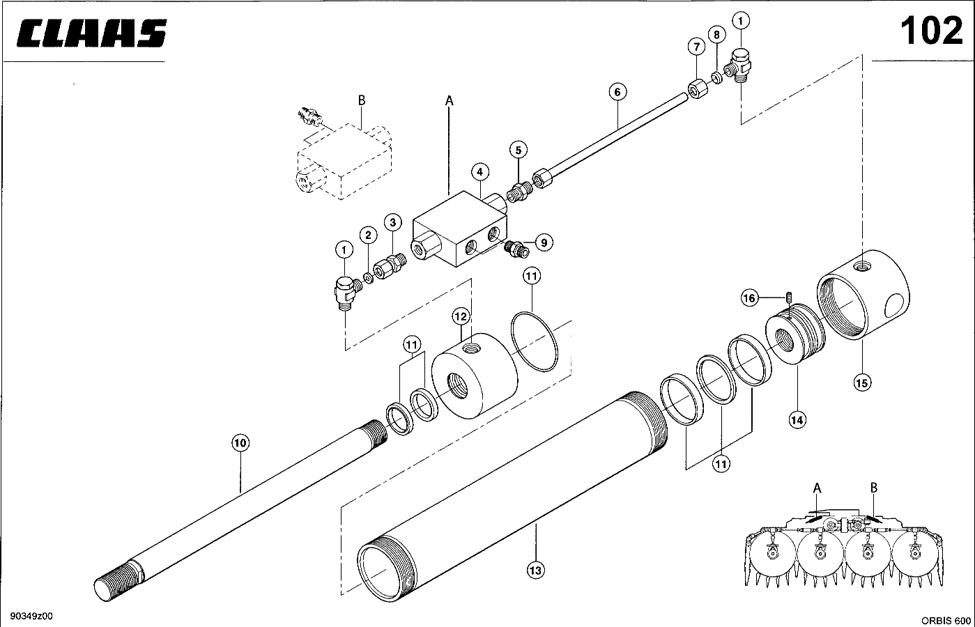 ПРИСТАВКИ КУКУРУЗНЫЕ - HYDRAULIKZYLINDER - KLAPPEN