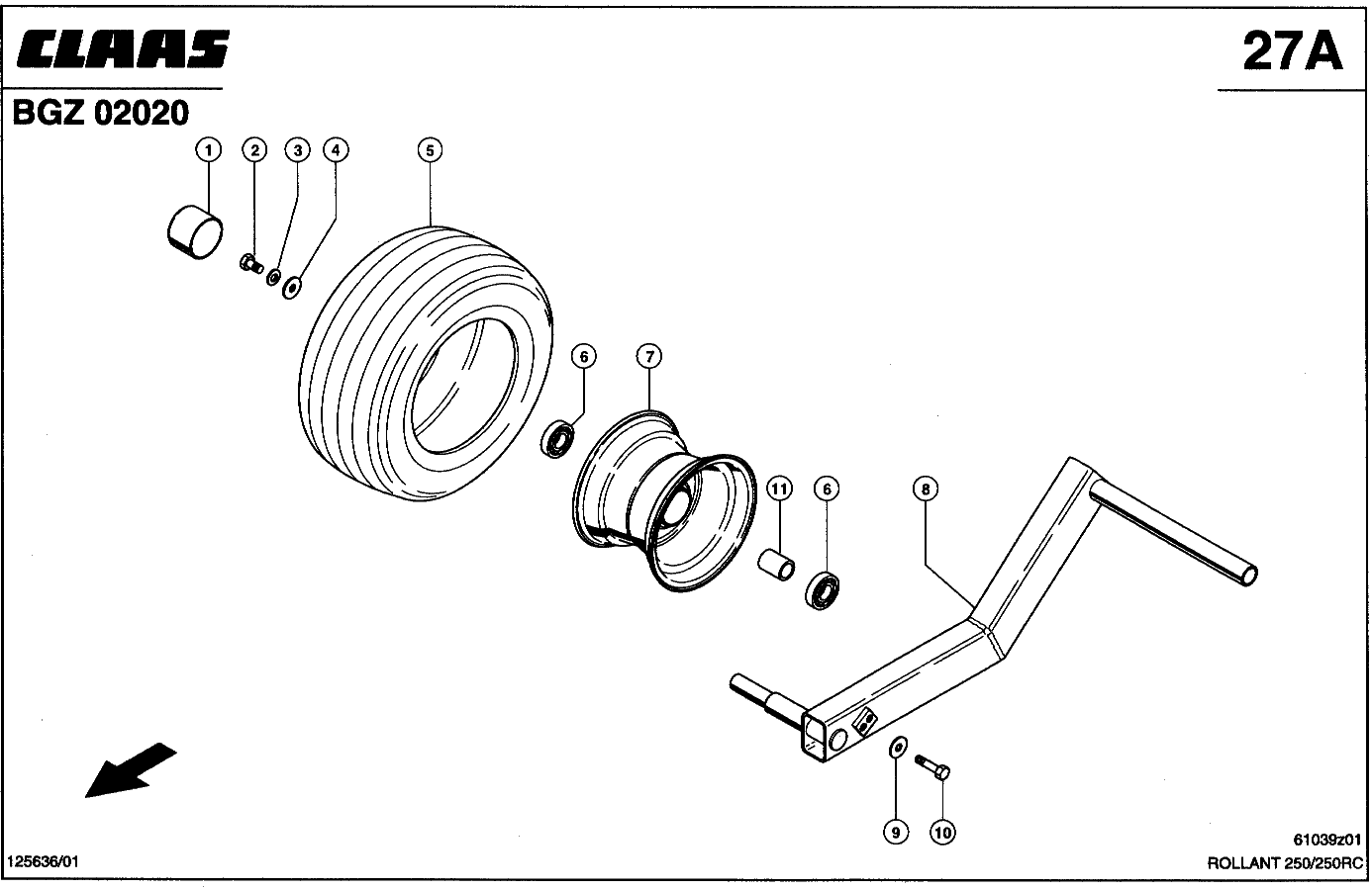 ROLLANT - ПОДБОРЩИК-ОПОРНОЕ КОЛЕСО, 2,10; 1,85 И 1,58 M