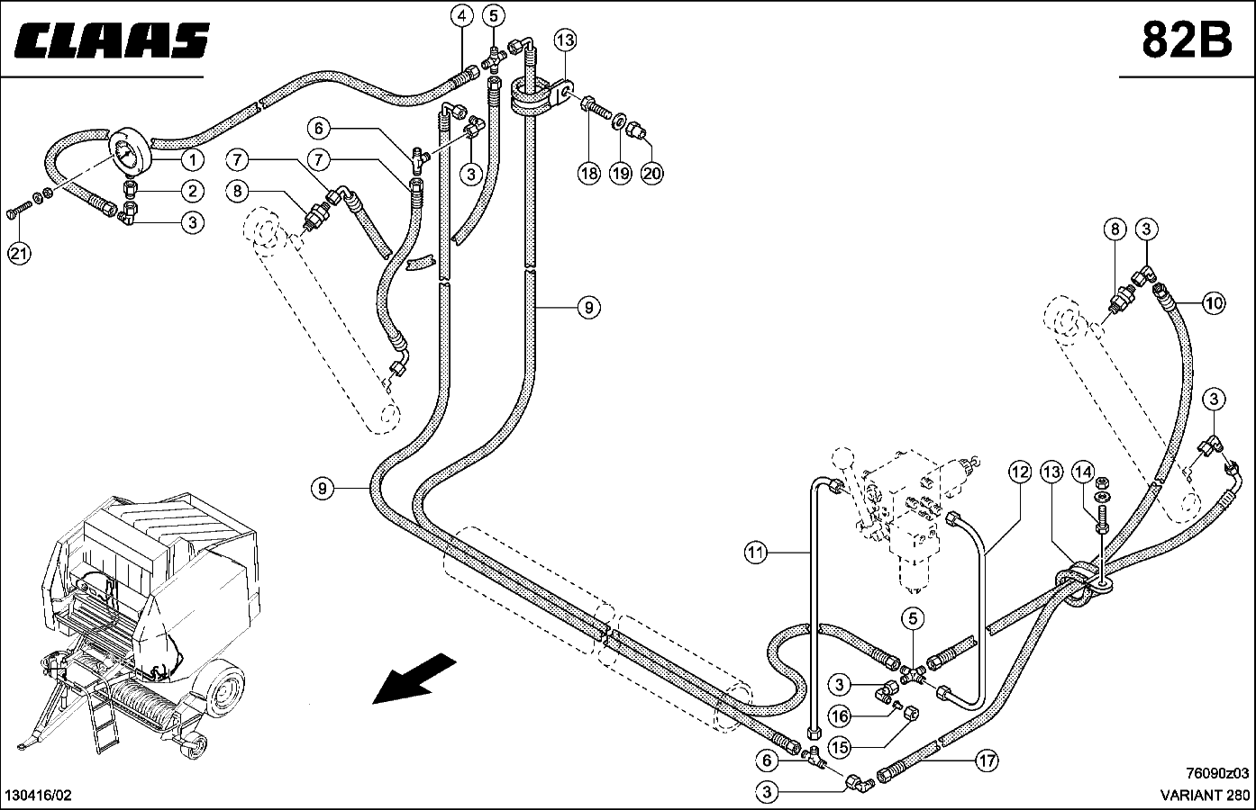 VARIANT - HYDRAULIKLEITUNGEN, SPANNARMZYLINDER