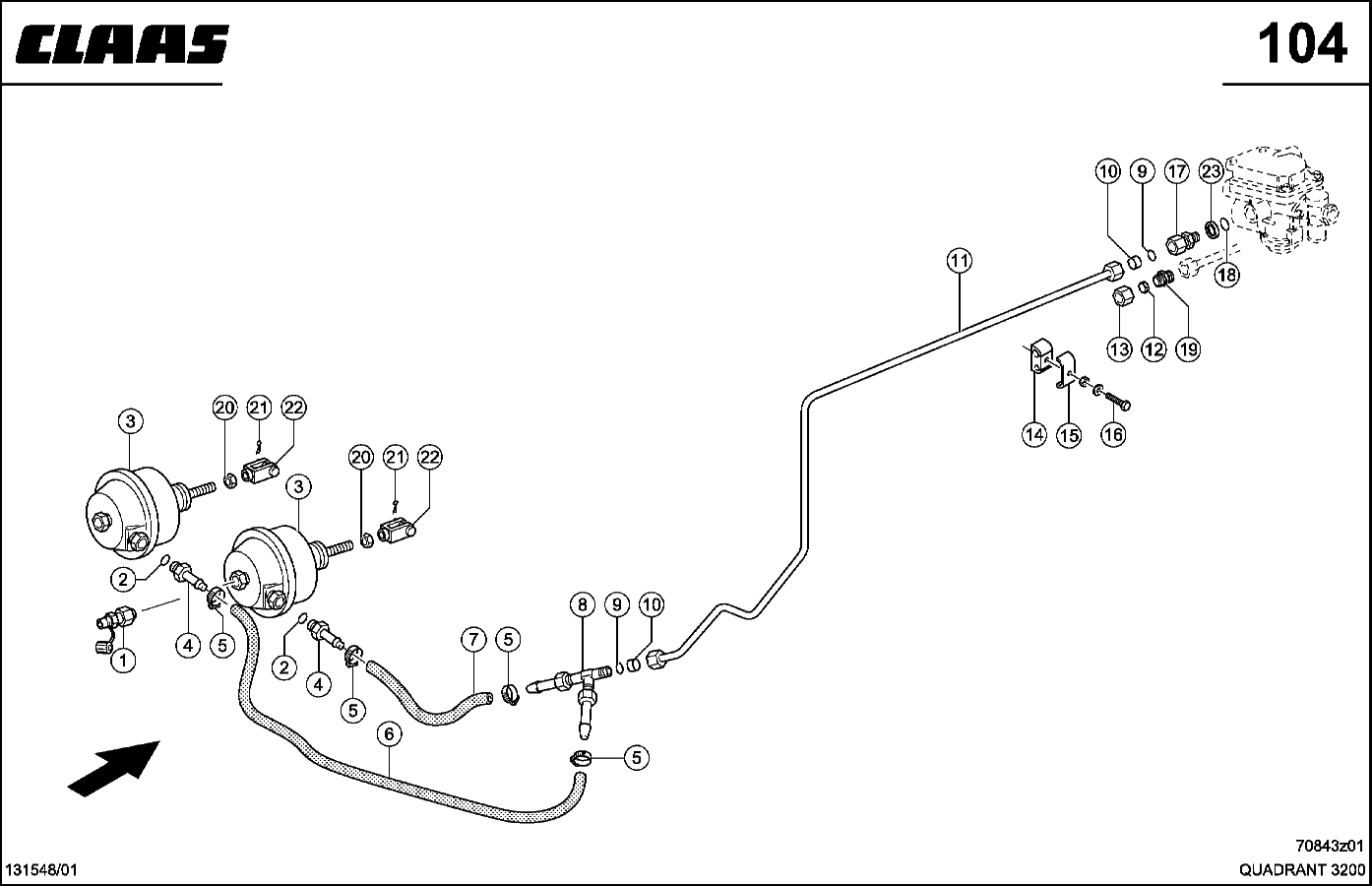 QUADRANT - DRUCKLUFT-BREMSANL., EINZELACHSE,1+2 K.