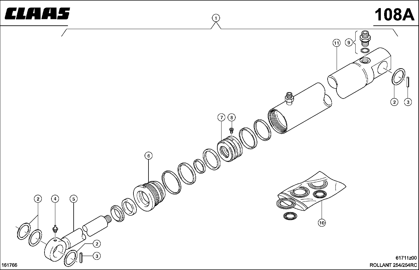 ROLLANT - HYDRAULIKZYLINDER, HECKKLAPPE RECHTS