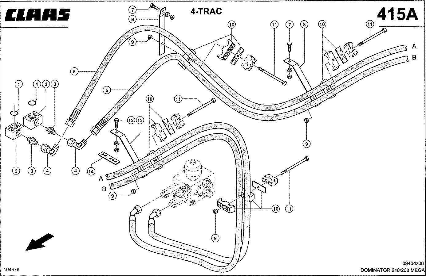 MEGA II - ГИДРОПРОВОДЫ, ПРИВОД ДВИЖЕНИЯ, 4-TRAC